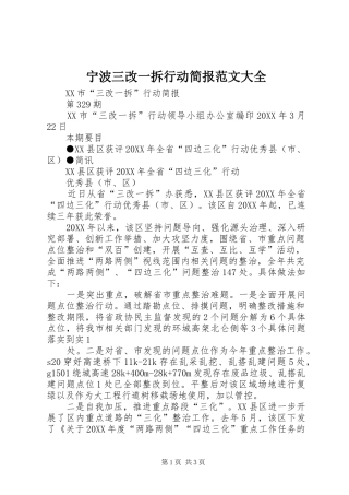 2024年宁波三改一拆行动简报范文大全