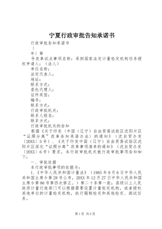 2024年宁夏行政审批告知承诺书