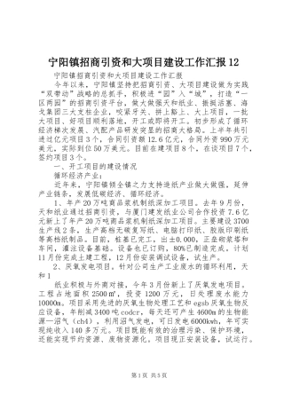 2024年宁阳镇招商引资和大项目建设工作汇报