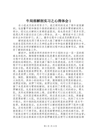 2024年牛局部解剖实习之心得体会