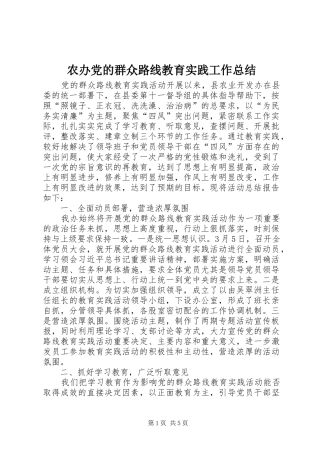 2024年农办党的群众路线教育实践工作总结