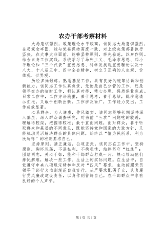 2024年农办干部考察材料