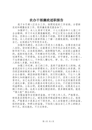 2024年农办干部廉政述职报告