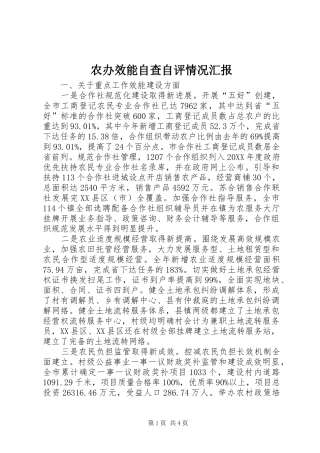 2024年农办效能自查自评情况汇报