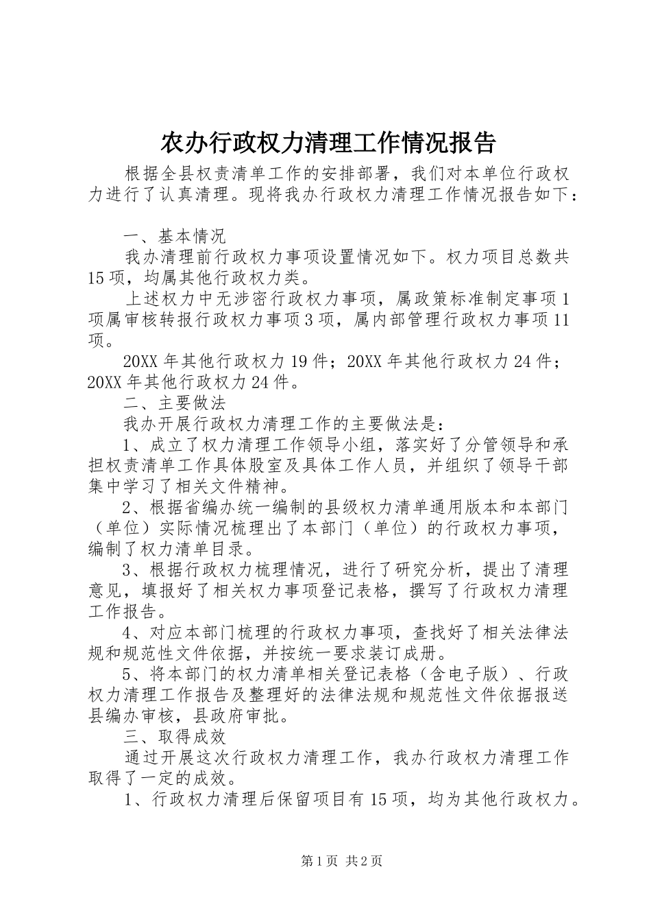 2024年农办行政权力清理工作情况报告_第1页