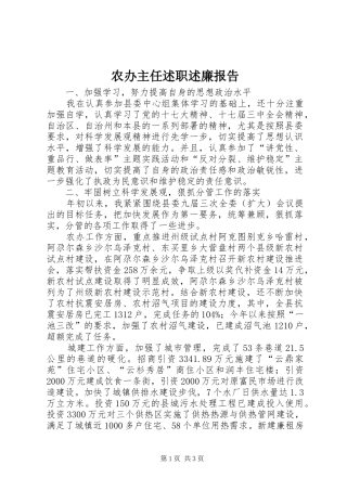 2024年农办主任述职述廉报告