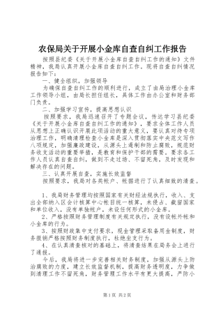 2024年农保局关于开展小金库自查自纠工作报告
