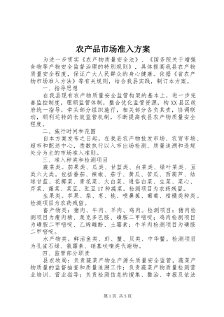 2024年农产品市场准入方案