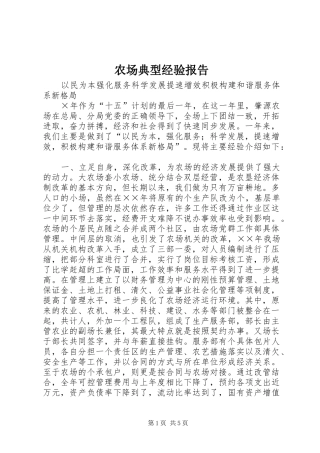 2024年农场典型经验报告