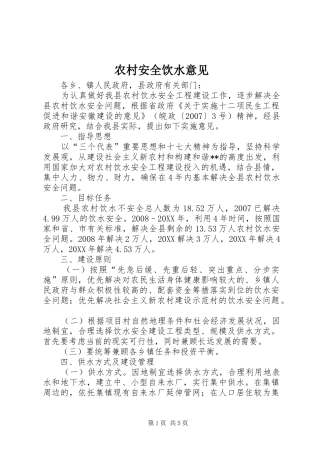 2024年农村安全饮水意见