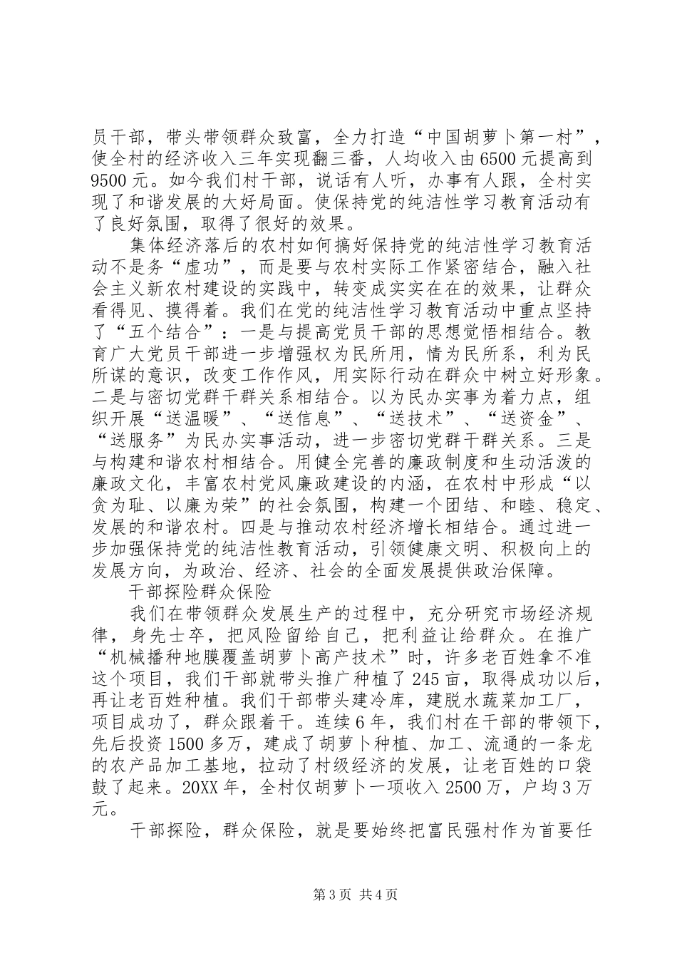 2024年农村保持党的纯洁性学习教育活动总结_第3页