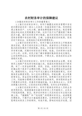 2024年农村财务审计的保障建议