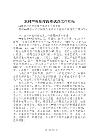 2024年农村产权制度改革试点工作汇报