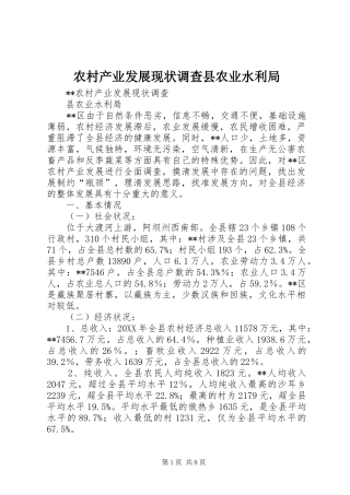 2024年农村产业发展现状调查县农业水利局