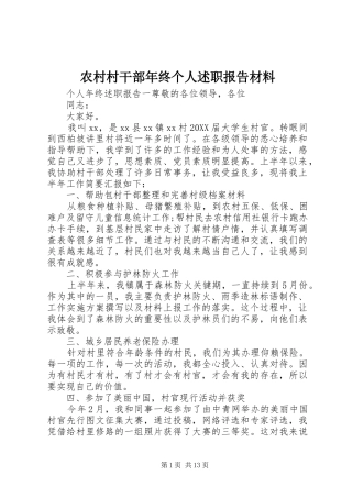 2024年农村村干部年终个人述职报告材料
