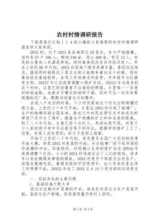 2024年农村村情调研报告