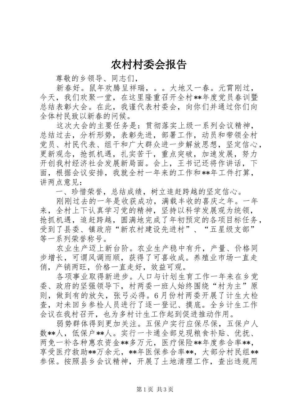 2024年农村村委会报告_第1页