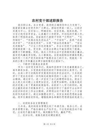 2024年农村党干部述职报告