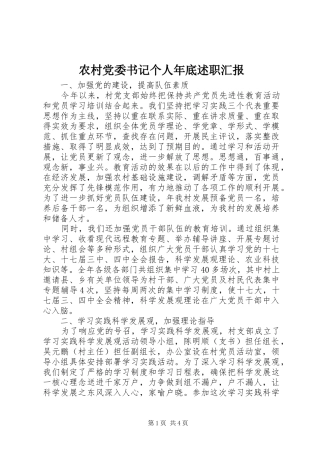 2024年农村党委书记个人年底述职汇报