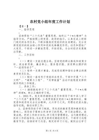 2024年农村党小组年度工作计划