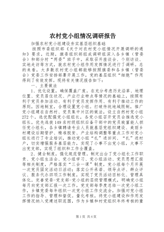 2024年农村党小组情况调研报告