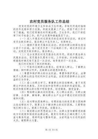 2024年农村党员服务队工作总结