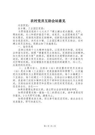 2024年农村党员互助会站意见