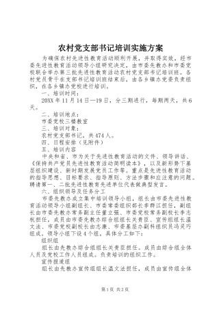 2024年农村党支部书记培训实施方案