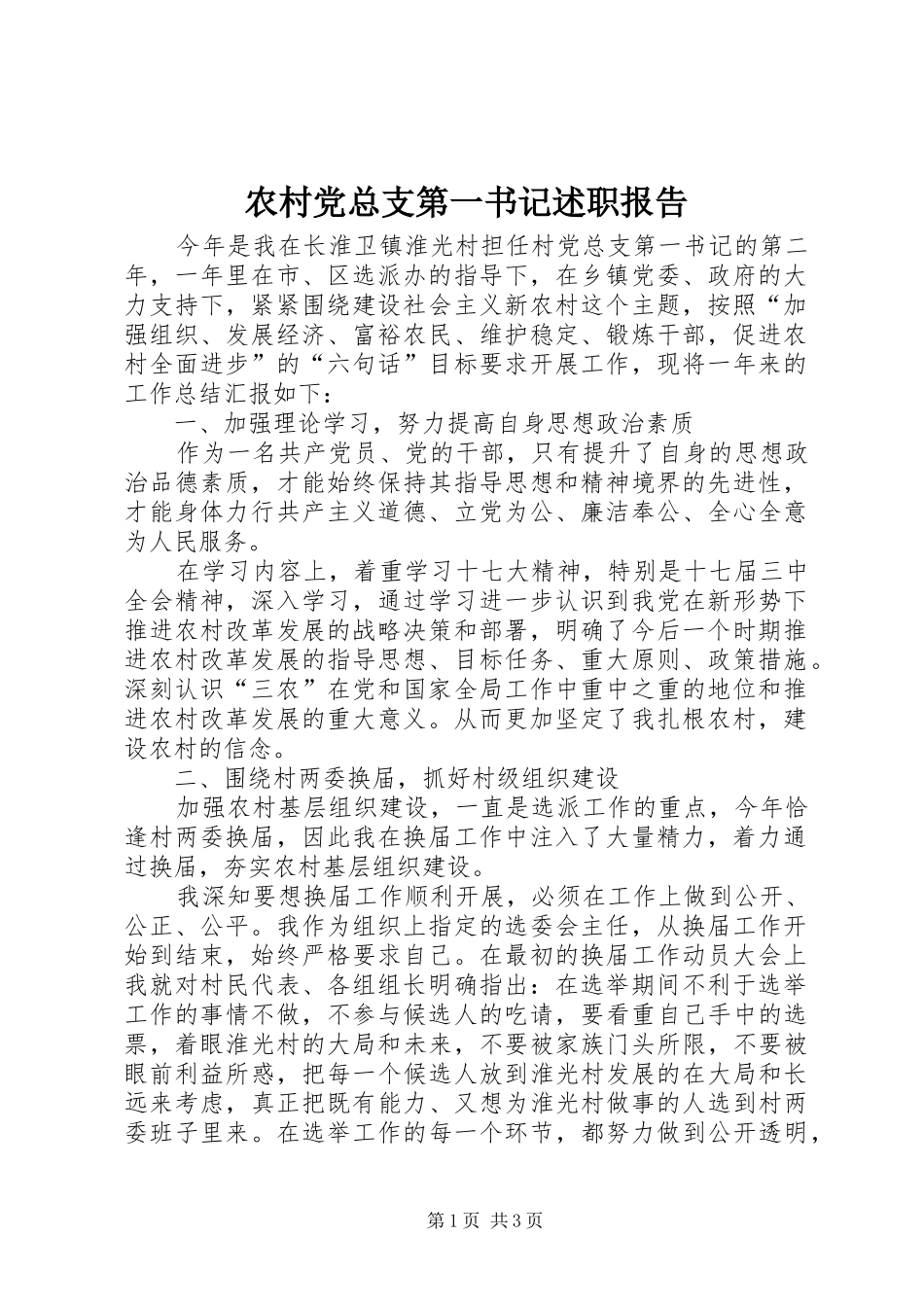 2024年农村党总支第一书记述职报告_第1页