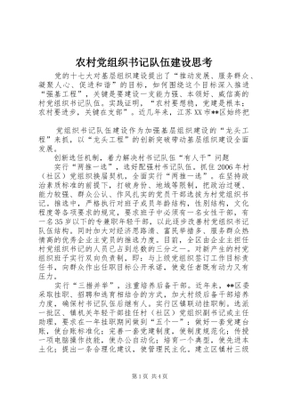 2024年农村党组织书记队伍建设思考