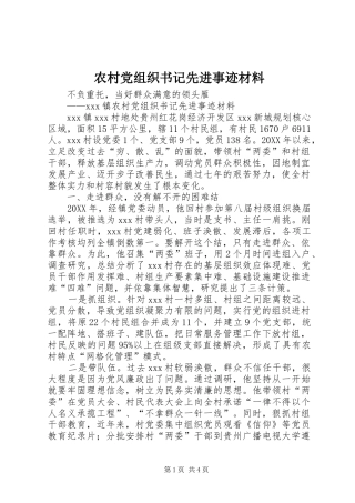 2024年农村党组织书记先进事迹材料