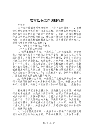 2024年农村低保工作调研报告