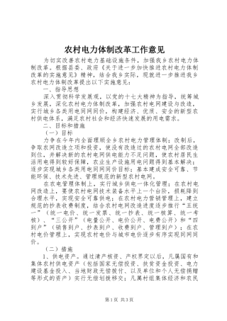 2024年农村电力体制改革工作意见