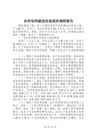 2024年农村电网建设改造现状调研报告