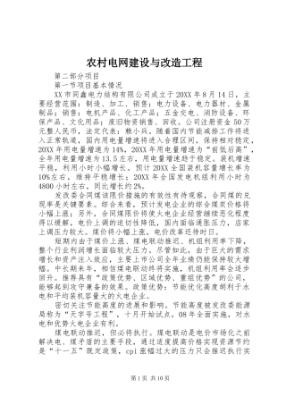 2024年农村电网建设与改造工程