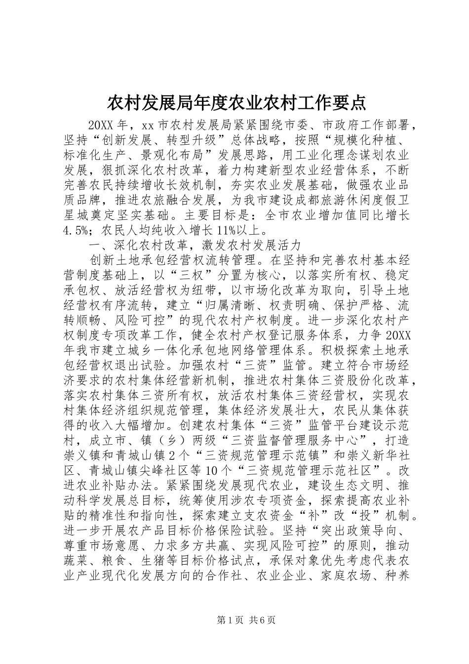 2024年农村发展局年度农业农村工作要点_第1页