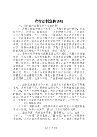 2024年农村法制宣传调研