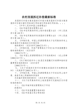2024年农村房屋拆迁补偿最新标准