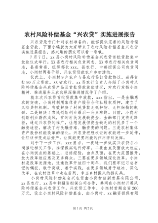 2024年农村风险补偿基金兴农贷实施进展报告