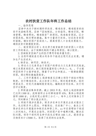 2024年农村扶贫工作队年终工作总结