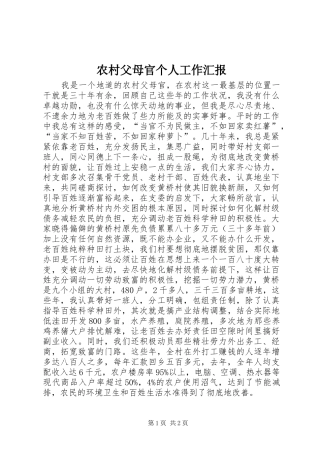 2024年农村父母官个人工作汇报