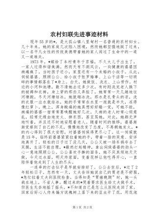 2024年农村妇联先进事迹材料