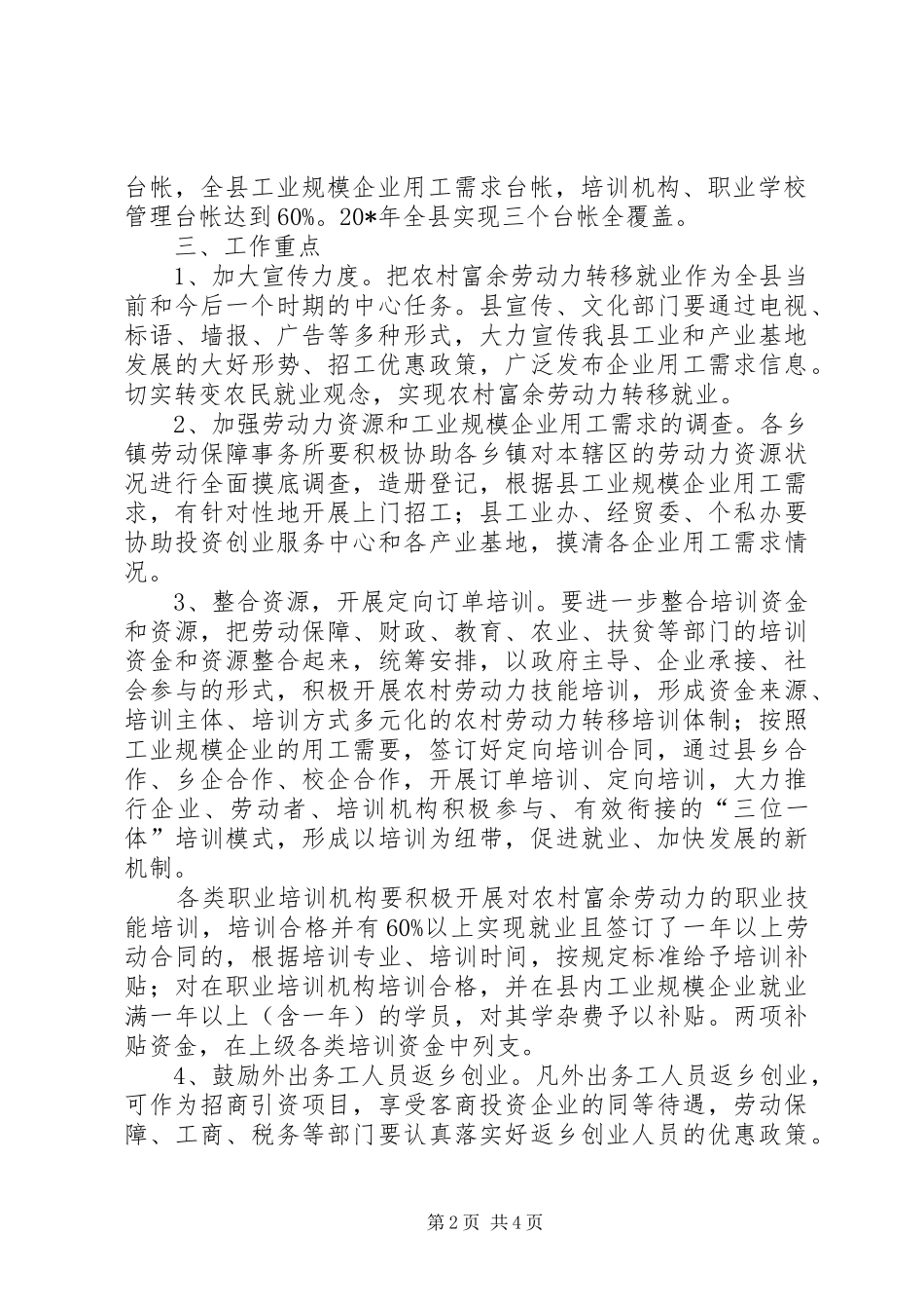 2024年农村富余劳动力转移方案_第2页