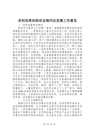 2024年农村改革加快农业现代化发展工作意见