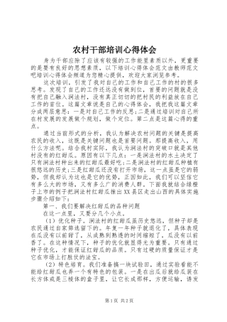 2024年农村干部培训心得体会