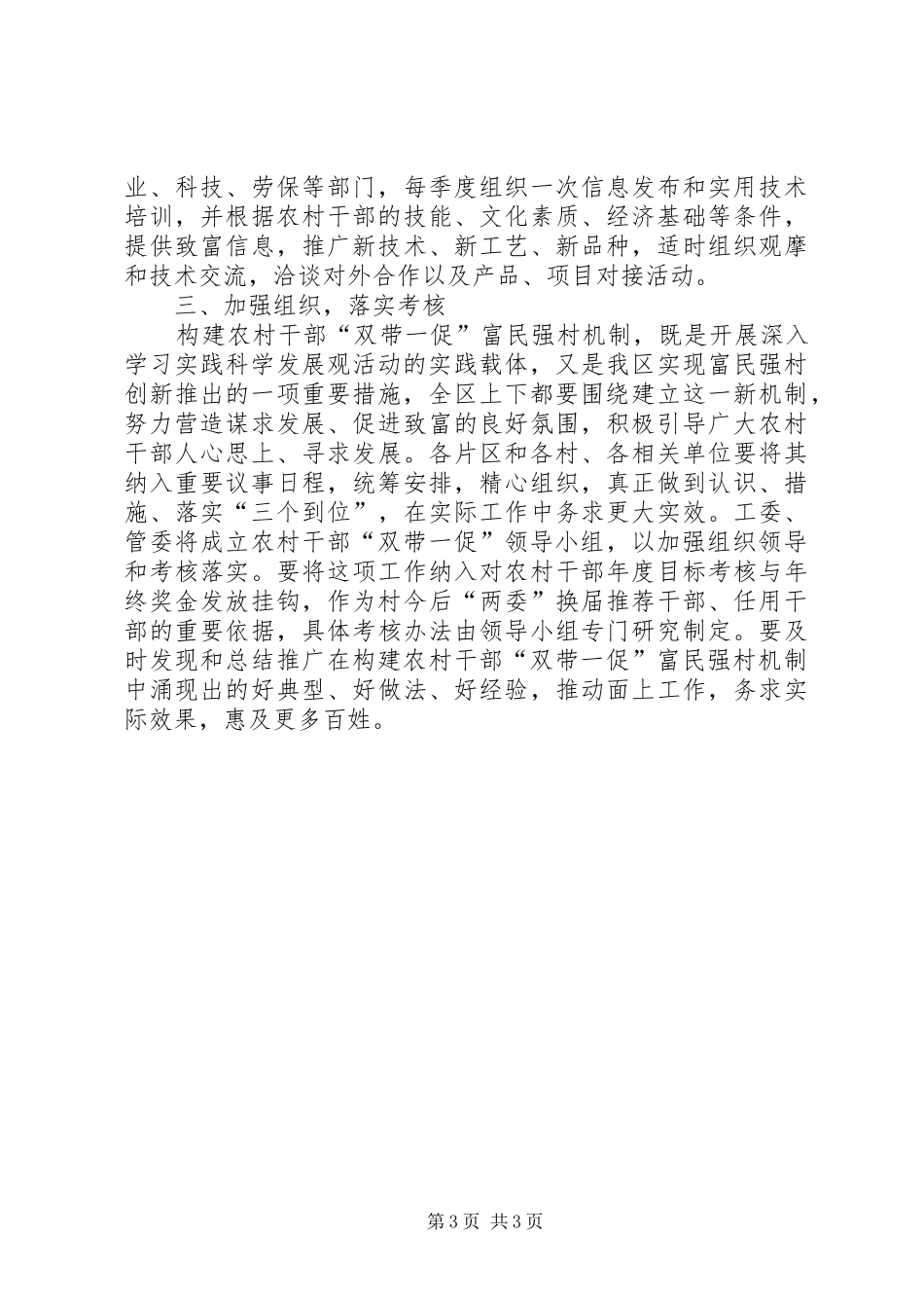 2024年农村干部双带一促工作意见_第3页