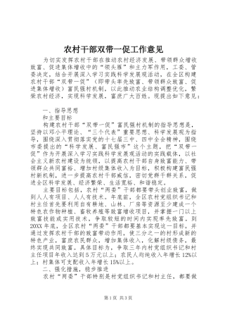 2024年农村干部双带一促工作意见