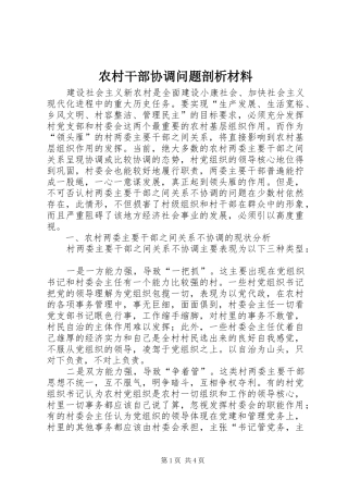 2024年农村干部协调问题剖析材料