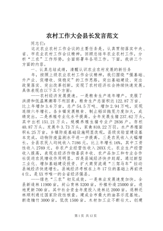 2024年农村工作大会县长讲话范文