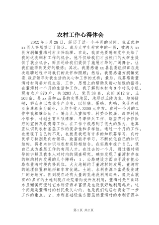 2024年农村工作心得体会